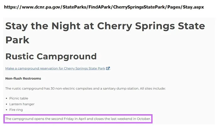 Cherry Springs State Park Rustic Campground Picture 2